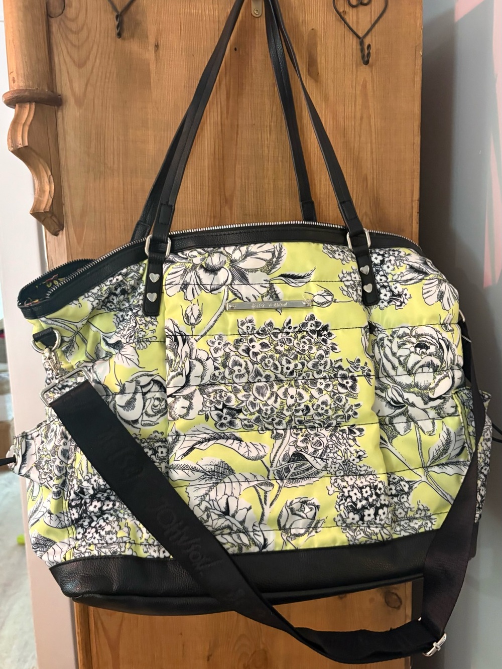 ⭐️ Betsey Johnson Neon Quilted Floral Weekender Tote with Black Trim⭐️